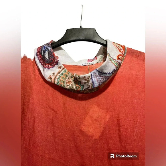 NWT Mario Romano Linen Cowl Neck Poncho Made in Italy - Picture 2 of 5